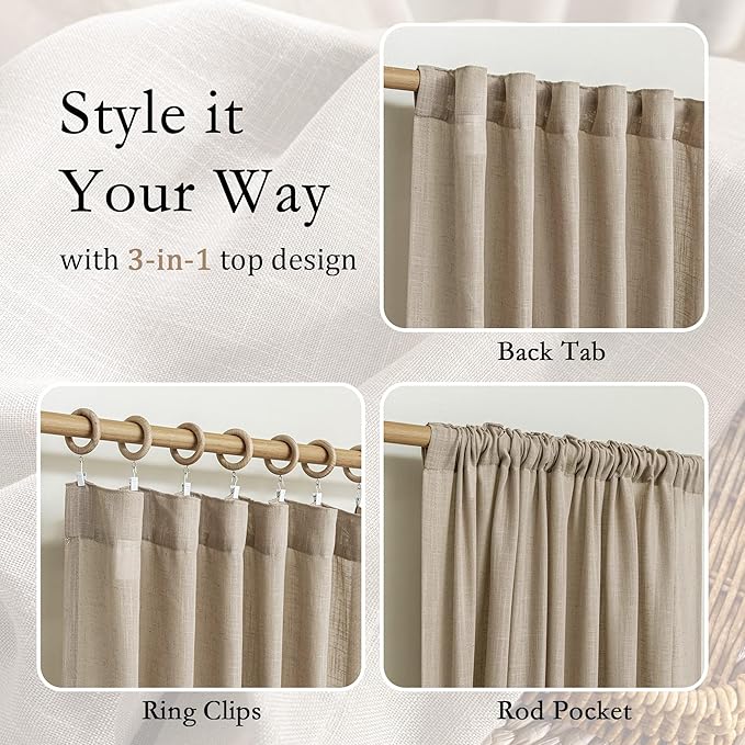MYSKY HOME Patio Curtains for Sliding Door 90 inch Length 2 Panels Set - Image 4