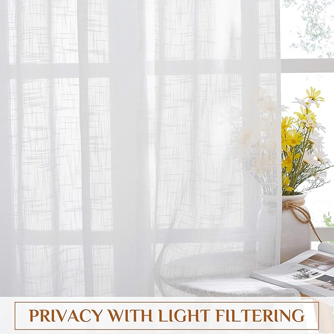 NICETOWN White Semi Sheer Curtains 102 inches Long - Image 6
