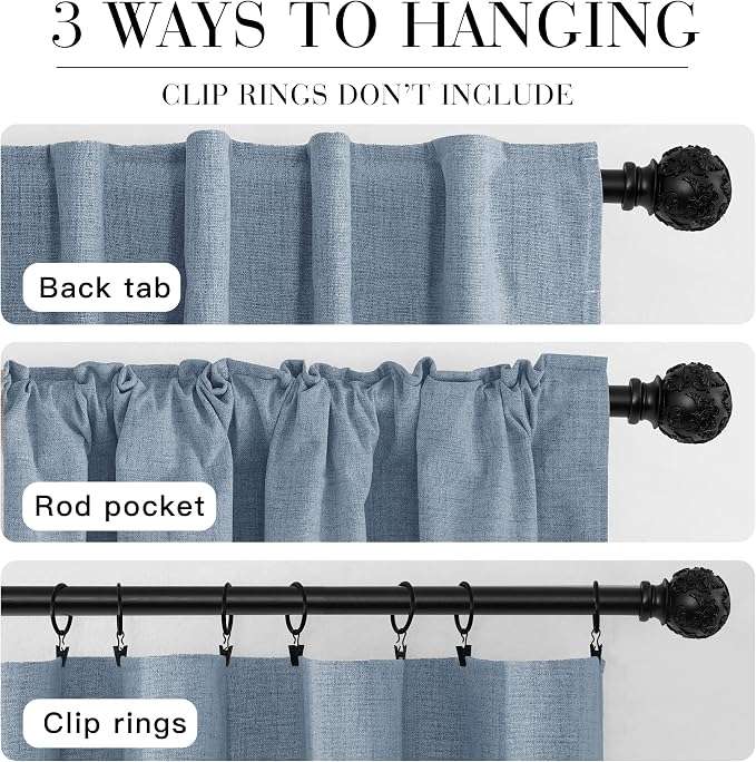RYB HOME Smoky Blue 100% Blackout Curtains 63 inch Long, Light Blacking & - Image 7