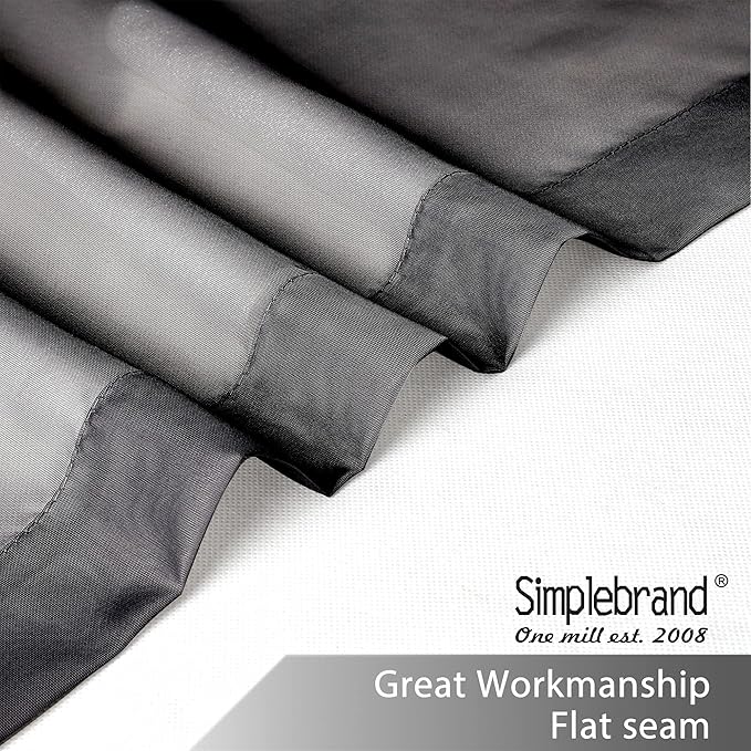 Simplebrand Black Sheer Curtains 96 Inches Long, Light Filtering Rod Pocket - Image 7