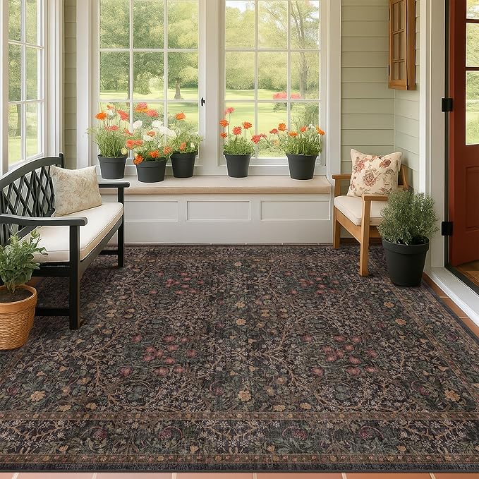 Dark Brown Washable 5x7 Area Rugs by HazoHaus
