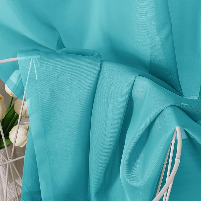 Aiyufeng Turquoise Sheer Curtains 72 Inch Length 2 Panels Set, Light Filtering - Image 6