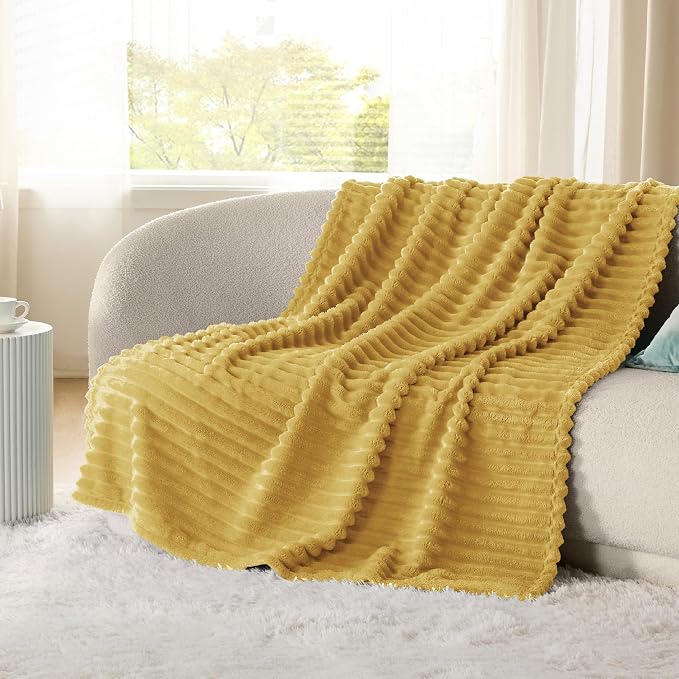 Bedsure GentleSoft Yellow Fleece Blanket - Image 2
