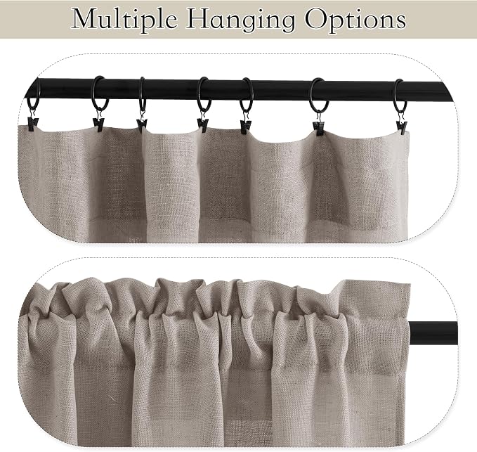 RYB HOME Linen Textured Swag Curtain Valance - Image 3
