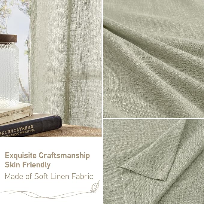 LAMIT Linen Curtains 63 inch Length 2 Panels - Image 7