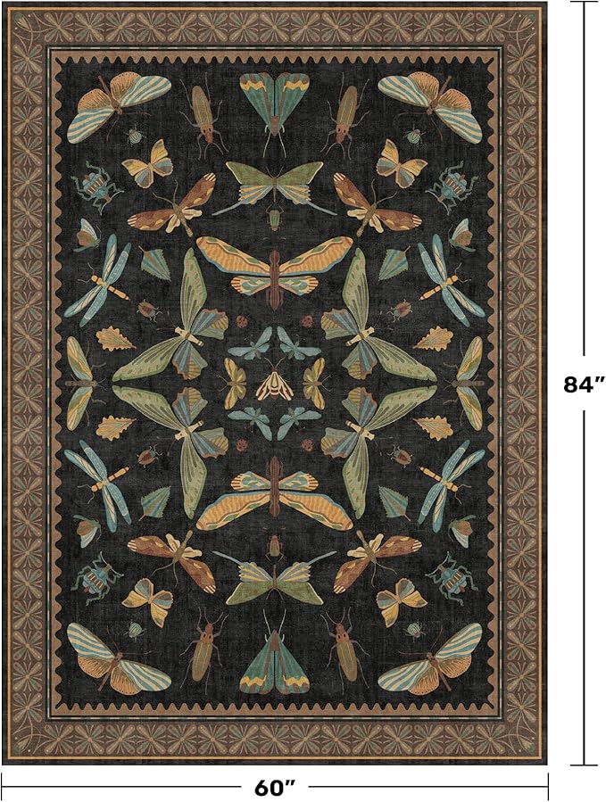Washable 5x7 Black Rug for Living Room - Image 2