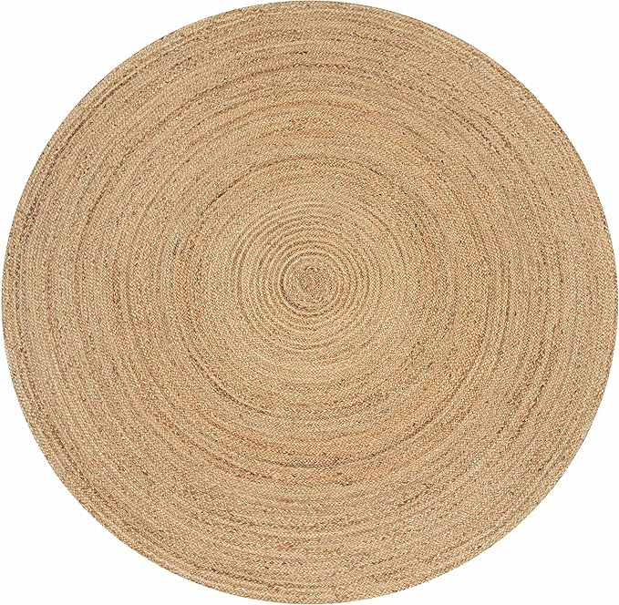 Hausattire Hand Woven Jute Braided Rug, 5’ Round – Natural, Reversible Boho - Image 3
