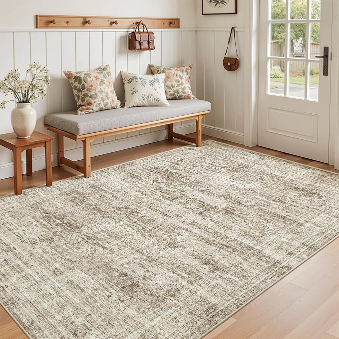 3x5 Rug, Small Area for Kitchen, Machine Washable Non-Slip Throw Rug, Vintage by Soalmost