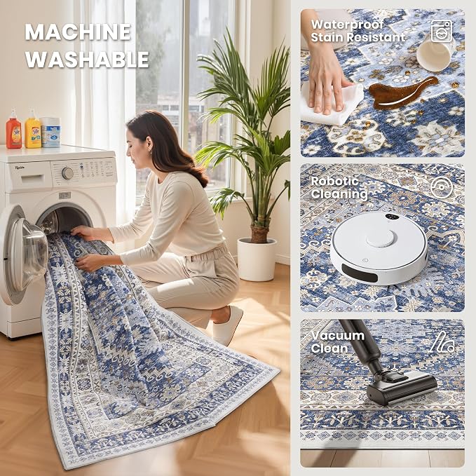 3x4 Rugs for Entryway, Washable Area Rug, Vintage Rug, Stain Resistant Indoor - Image 6