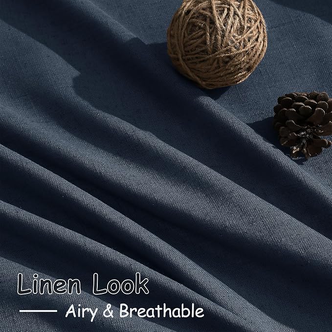 Extra Long Vintage Blue Linen Curtains 120 Inch - Image 5