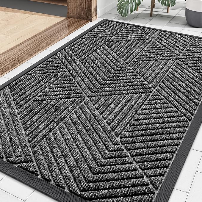 Smiry Front Door Mat Outside Entrance, Heavy Duty Sturdy Natural Rubber Doormat by Smiry