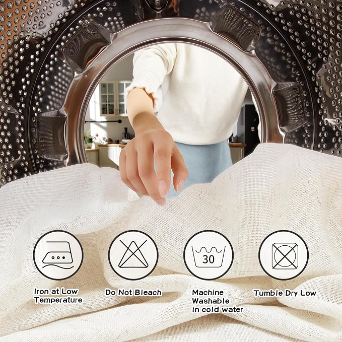 MYSKY HOME Linen Curtains for Sliding Glass Door, Back Tab Semi Sheer Curtain - Image 9