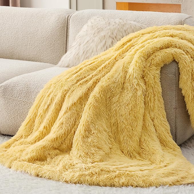 Bedsure GentleSoft Fluffy Yellow Throw Blanket, Room Decor Yellow Gifts - Image 8