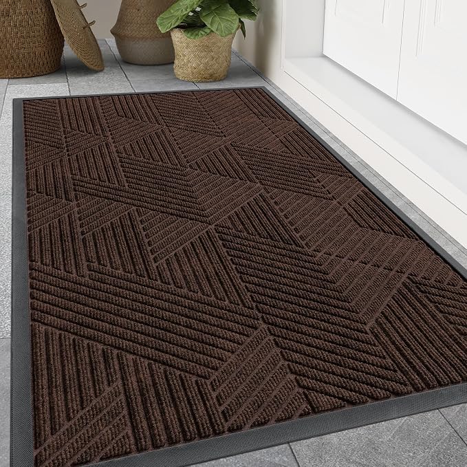 Smiry Front Door Mat Outside Entrance, Heavy Duty Sturdy Natural Rubber Doormat by Smiry