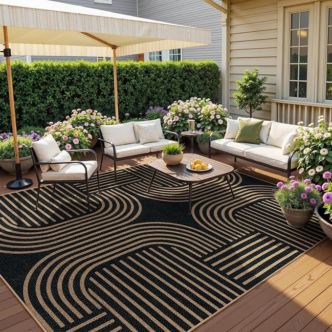 Lahome Enfys Modern Geometric Easy Jute Rug, 6x9 Area Rugs - Image 2