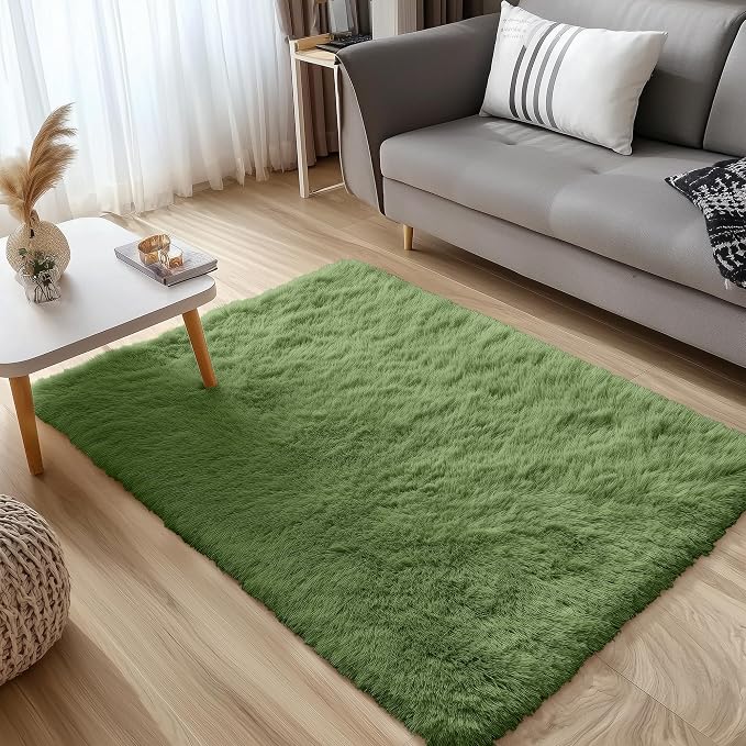 OLANLY 3x5 Machine Washable Small Bedside Rug, Soft Fluffy Shaggy Rugs - Image 3