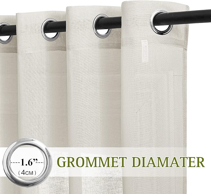 NICETOWN polyester Curtains for Windows 96 inch Length, Grommet Semi Sheer - Image 2