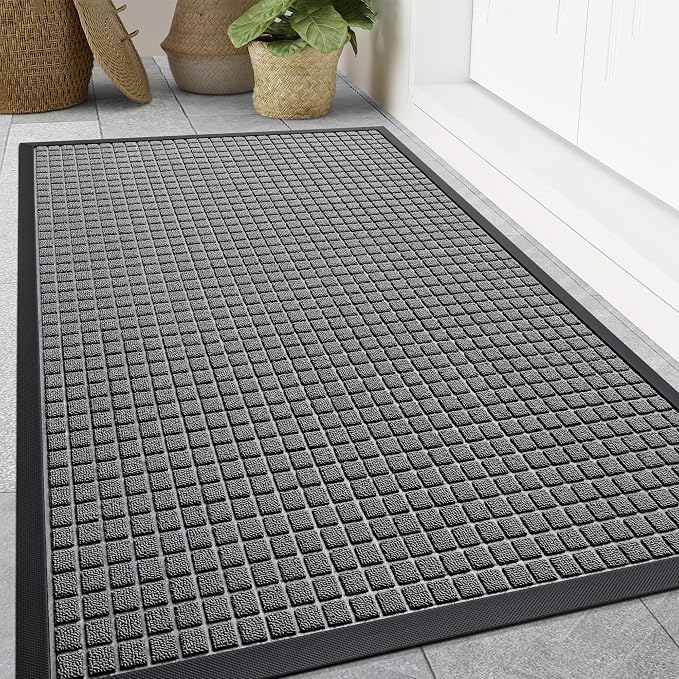 Smiry Front Door Mat Outside Entrance, Heavy Duty Natural Rubber Doormat by Smiry