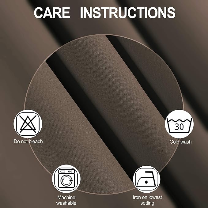 LEMOMO Blackout Curtains 66 x 84 inch/Chocolate Brown Curtains Set of 2 - Image 4