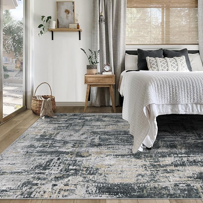 5x7 Area Rugs for Living Room, Washable Modern Abstract Large Area Rug Neutral - Image 4