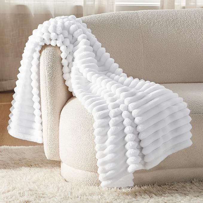 Bedsure GentleSoft Bright White Throw Blanket - Image 2