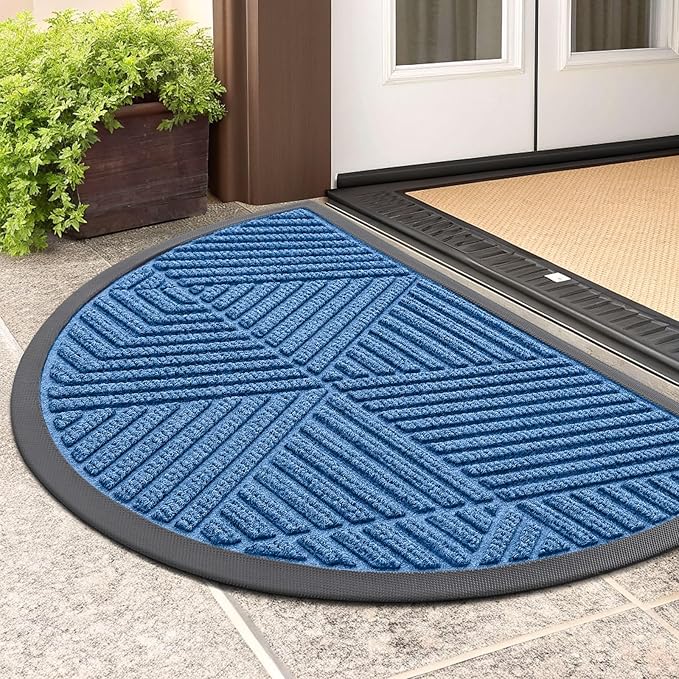 Smiry Half Circle Front Door Mat Outside Entrance, Heavy Duty Sturdy Natural by Smiry
