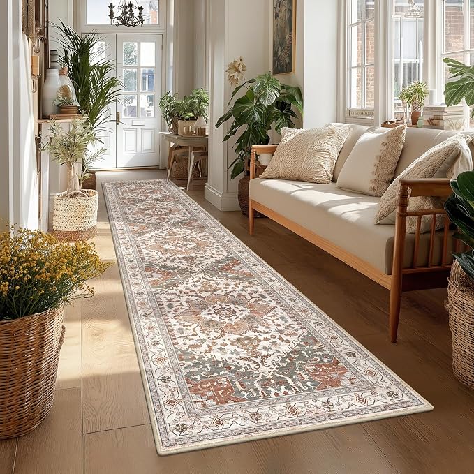 Yamaziot Washable Runner Rug, 2x10 Non-Slip Boho Vintage Hallway Rug Runner - Image 5