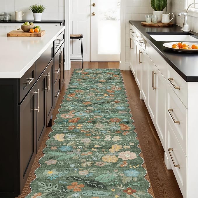 Washable 2'6x12 Hallway Runner Rug: Soft Entryway Kitchen Floral Runners Non - Image 6