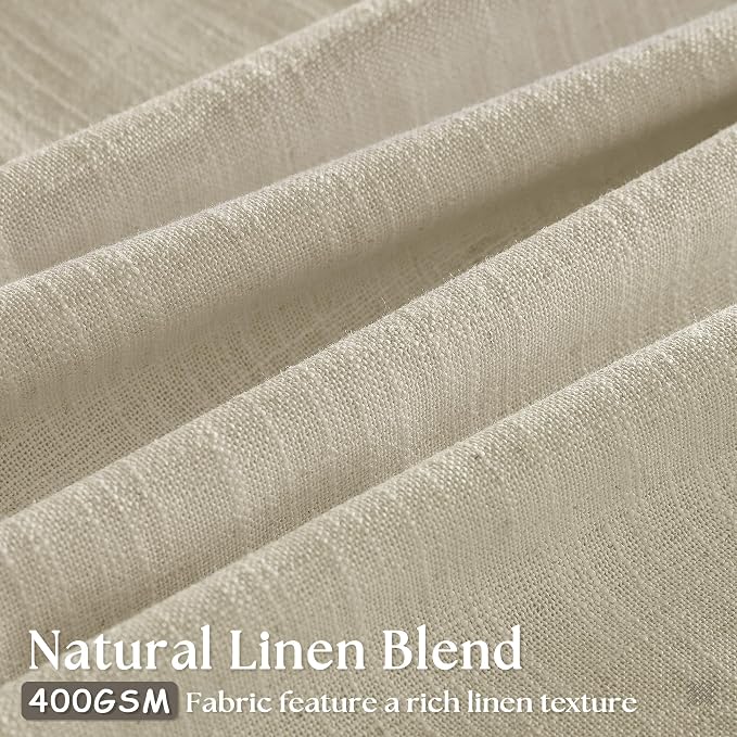 92 Inch Beige Flax Linen Curtains Pinch Pleated 2 Panels Set | Memory Training - Image 3