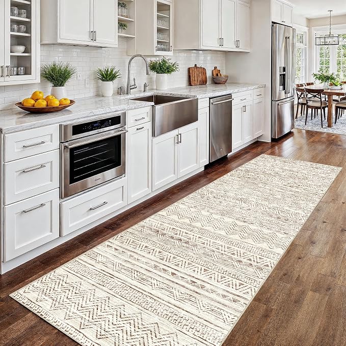 2x8 Washable Kitchen Runner Rug: Modern Moroccan Runners by Ksrau