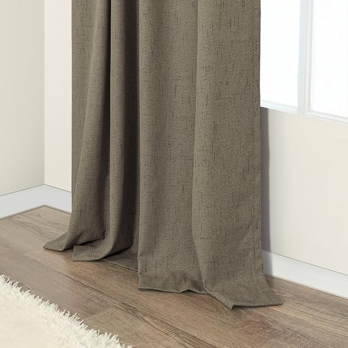 Brown Extra Long Blackout Curtains 108 Inch Long 9ft Back Tab Pocket Light - Image 8