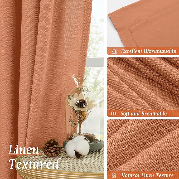 LAMIT Linen Blended Window Curtains 63 inch Length - Image 7