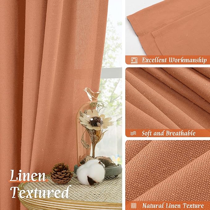 LAMIT Terracotta Linen Curtains 72 inches Long - Image 7