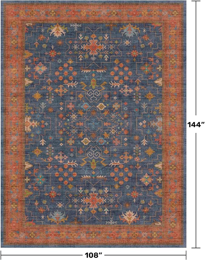 Navy Blue Area Rugs 9x12 Living Room, Dining Room Rugs - Image 2