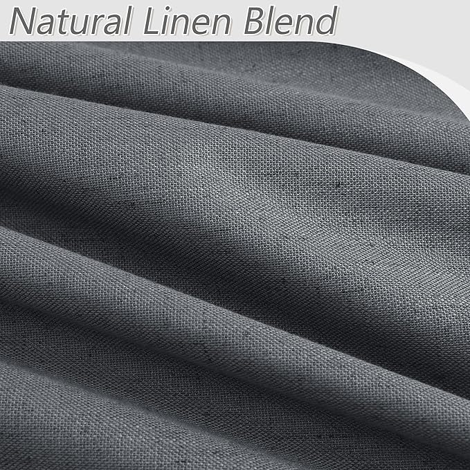 Guken Blazer Grey 100% Blackout Linen Curtains 120 Inch Length 2 Panels Set - Image 3
