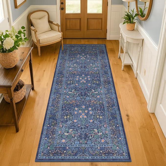 Dark Blue 2'6" x 10' Long Runner Rugs - Image 3