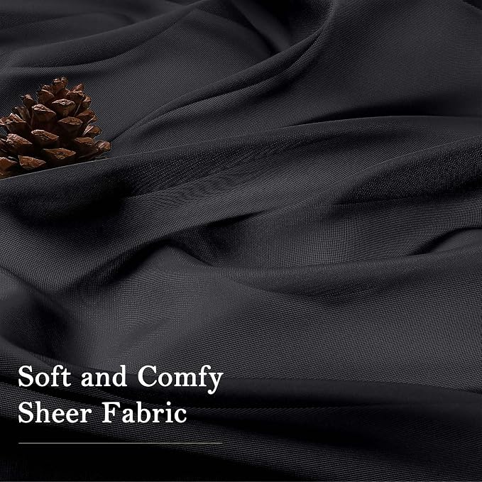 Lecloud Black Sheer Curtains 108 Inches Long 2 Panels Set, Extra Wide Airy - Image 8