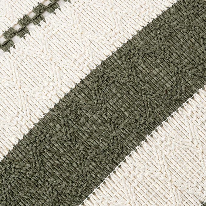 Fancy Homi Set of 1 Boho Olive Green Lumbar Decorative Throw Pillow Cover 12x20 - Image 4