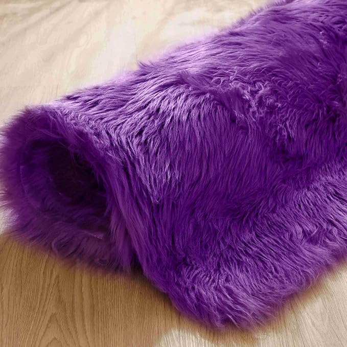 Goolela Purple Fluffy Sheepskin Rug 4x6 - Image 8