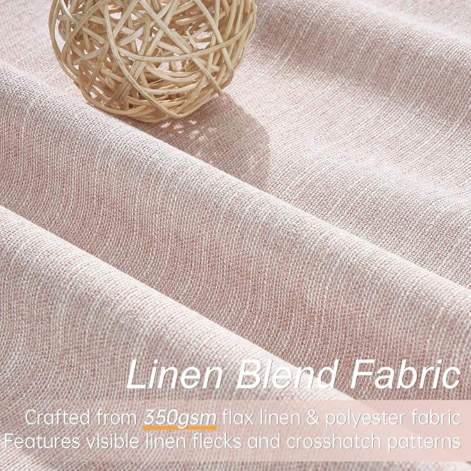 Topfinel Dusty Pink Linen Blackout Curtains 90 Inch Length 2 Panels - Image 2
