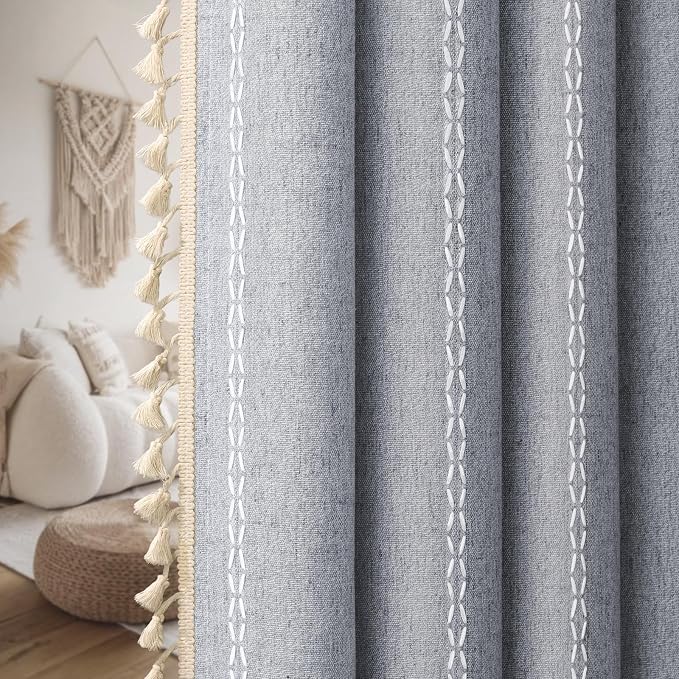 Blue Boho Blackout Curtains 2 Panels 84 Inch - Image 9