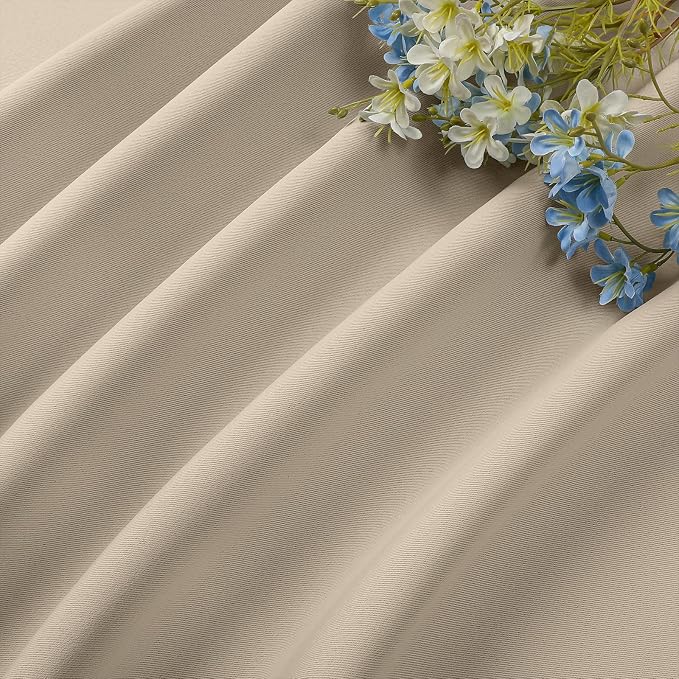 CUCRAF Light Beige Blackout Curtains 45 inch Length 2 Panels Set, Rod Pocket - Image 7