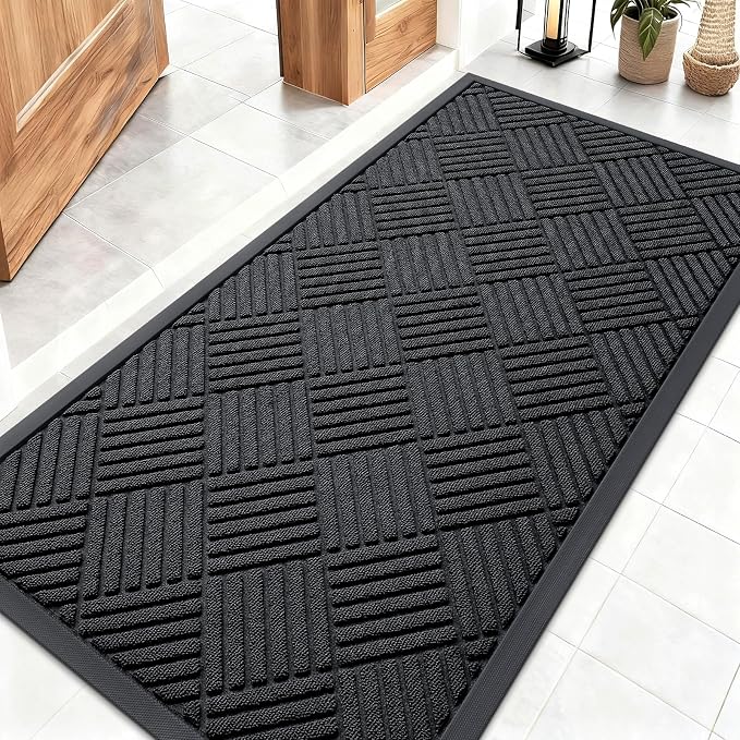 OLANLY Front Door Mat Outside Entrance 47x23, Heavy Duty Sturdy Natural Rubber by OLANLY