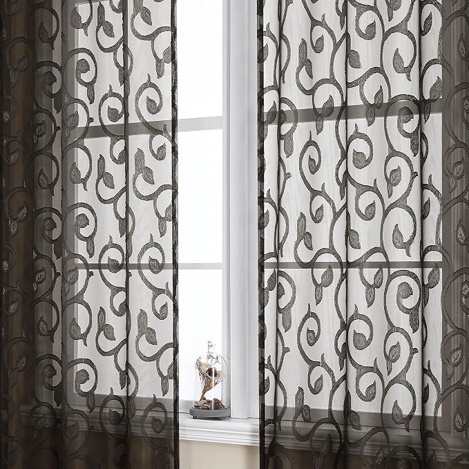 OWENIE Furman Chocolate Sheer Curtains 72 inches Long by OWENIE