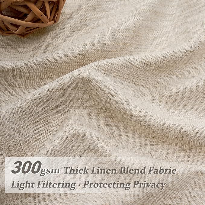 PleatedDrapes 70 Inch Extra Wide Natural Linen Light Filtering Curtains 92 - Image 2