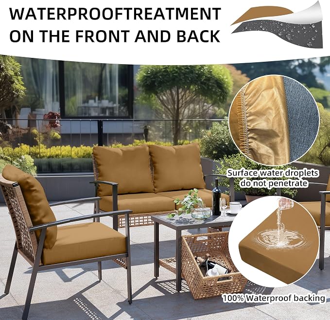 14Pcs Outdoor Cushion Covers, Patio Cushion Covers, Stretch Elastic Slipcovers - Image 4