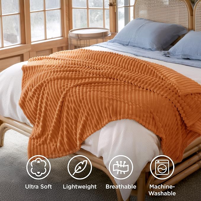 Bedsure GentleSoft Orange Full Blanket - Image 4