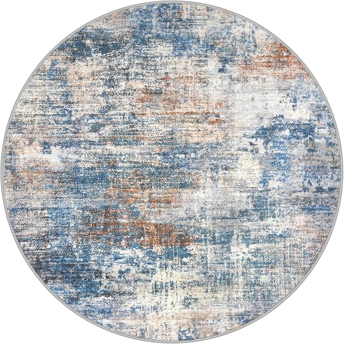 IOHOUZE Abstract Round Area Rug 6 Ft Washable Circle Rugs Large Round Rug Non - Image 9