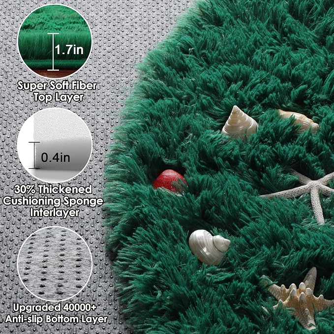 ONASAR Dark Green Round Area Rug 4ft, Soft Bedroom Circle Rugs - Image 2