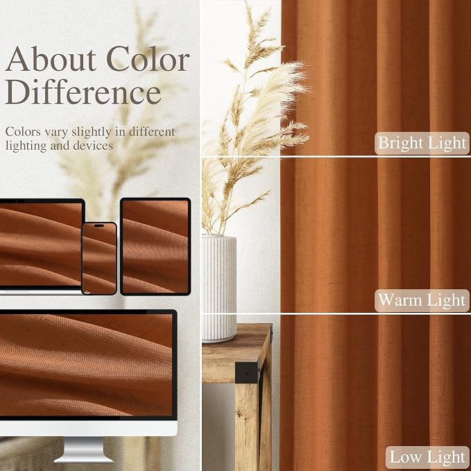 Desert Orange Semi Sheer Curtains 108 Inches - Image 3